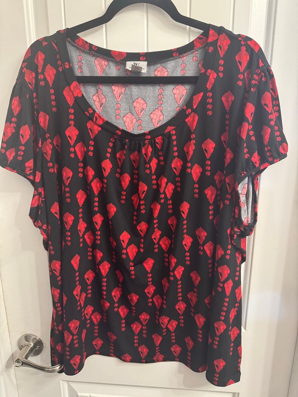 Worthington Size 5X Black and Red Geometric Top